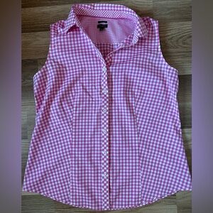 NWOT Talbots Pink Gingham Button Down No iron Shirt